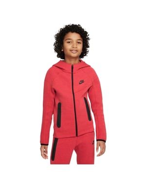 Nike Huvtröja i teknisk fleece med hel dragkedja för barn (Röd/Svart)