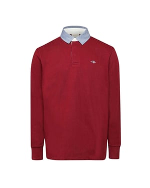 Gant Rugger Chambray Regular Polo Sweatshirt för herrar (Röd)