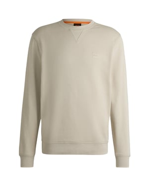 Boss Heren Westart Premium Katoenen Sweatshirt met Crew Hals (Licht Beige)
