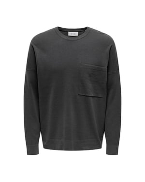 Only Sweatshirt med avslappnad passform och rund hals för herrar (Magnet)
