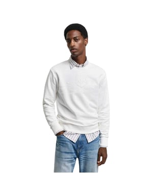 Gant T-shirt met tonaal logo voor heren (Crème)