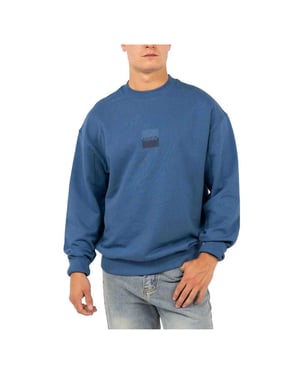 Hugo Heren-sweatshirt met logo en verlaagde schouders, normale pasvorm (Medium Blauw)