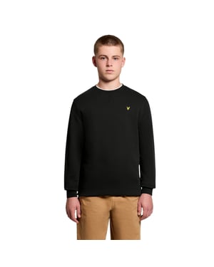 Lyle & Scott Katoenen sweater met geborduurd logo voor jongens (Jet Zwart)