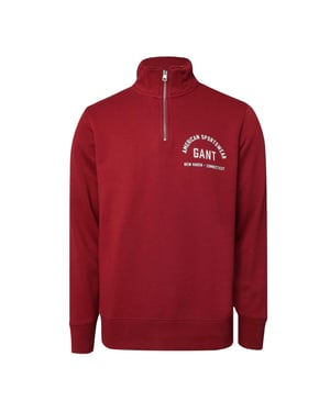 Gant Heren-sweatshirt met halve rits en print, normale pasvorm (Rood)
