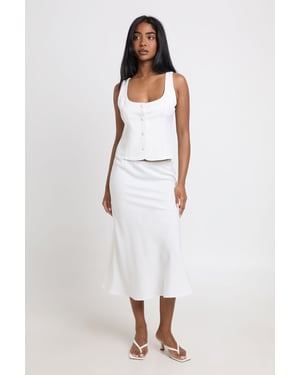 Trim Detail Tailored Midi Skirt