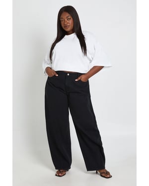 Plus Mid Waist Twisted Seam Barrel Leg Jean
