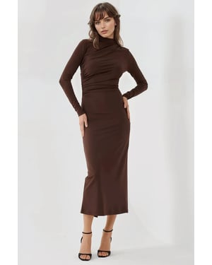 Bodycon Gedrapeerde Midi-jurk