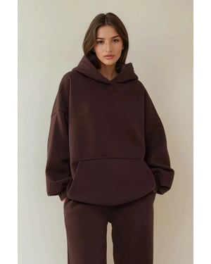Lös passform hoodie oversized sweatshirt med känguruficka