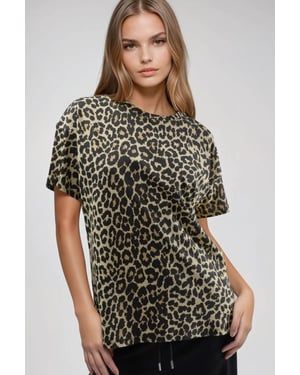 Oversized Luipaardprint T-shirt met Ronde Hals