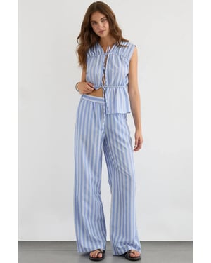 Brede Gestreepte Broek met Elastische Taille