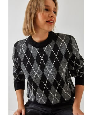 Baklava Patroon Crewneck Gebreide Trui
