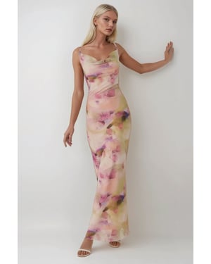 Geprinte Bodycon Maxi Tulle Jurk