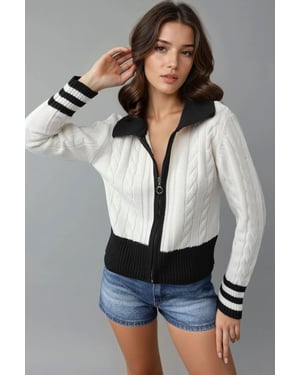 Polo-hals Zip-up cardigan