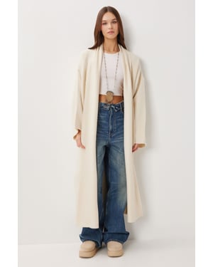 Överdimensionerad öppen krage lång stickad cardigan
