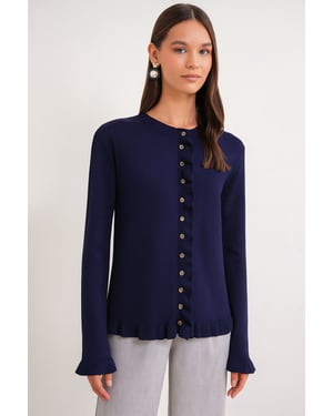 Frilly Ribbed Knit Cardigan