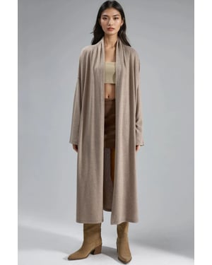 Relaxed Fit Langlijn Open-Front Sjawl Kraag Gebreide Cardigan