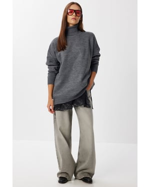 Texturerad oversized polotröja