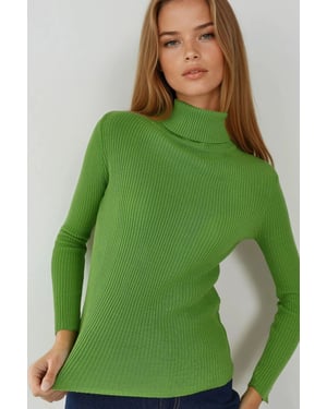 Fitted Textured Turtleneck Tröja