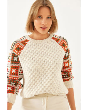 Textured Knitwear Crew Neck Sweater