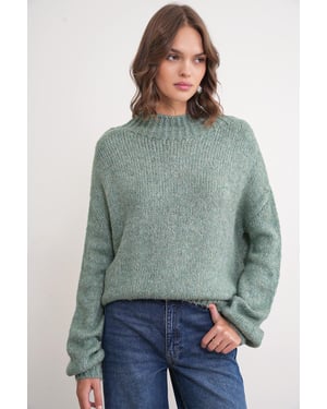Avslappnad passform crew neck tjockstickad tröja