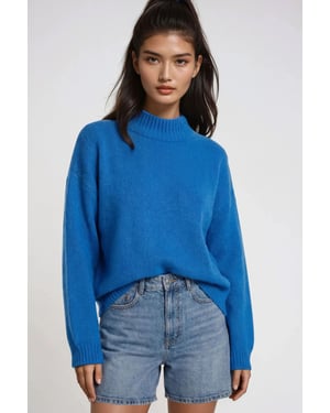 Avslappnad passform crew neck tjockstickad tröja