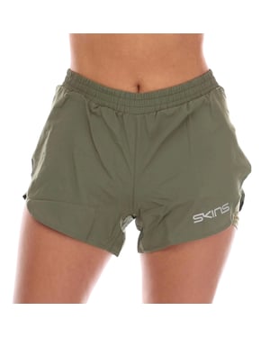 Skins Dames/Dames Series-3 Superpose Hardloopshort (Kaki Groen)