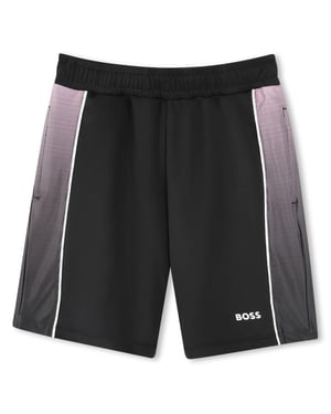 Boss Relaxed Fit Korte Broek met Gradiënt Zijpanelen voor Kinderen/Kinderen (Zwart)