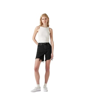 Levis Dames/Dames 501 Denim Mid Thigh Jean Shorts (Zwart)