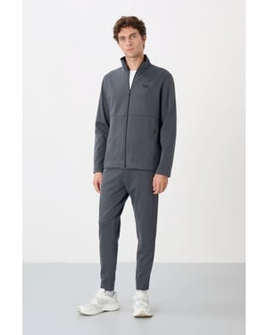 Herr Zip-krage Sweatshirt och Byxor Set