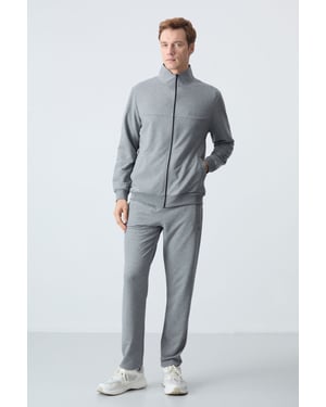 Heren Sweatshirt met Ritskraag en Broek Set