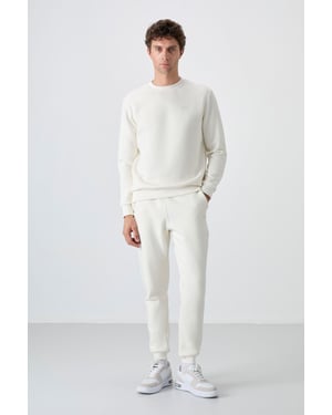 Herr Sweatshirt och Byxor Set i Bomull-Polyester Fleece