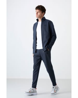 Heren Sweatshirt met Ritskraag en Broekset