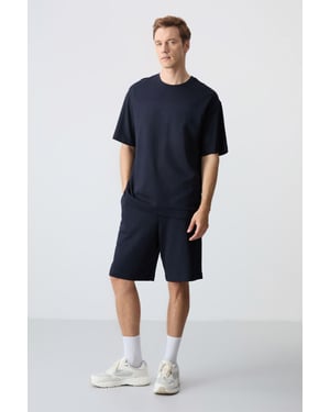 Heren Oversized Katoenmix T-Shirt en Shorts Set