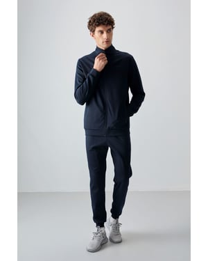 Heren Color Block Fleece Sweatshirt en Broek Set