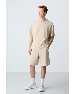 Heren Oversized Katoenmix T-Shirt en Korte Broek Set