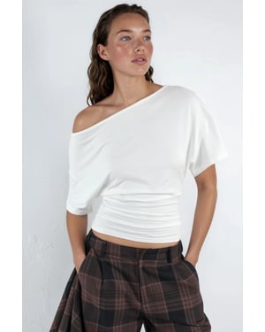 Asymmetrische Hals Zachte Viscose Gebreide Top
