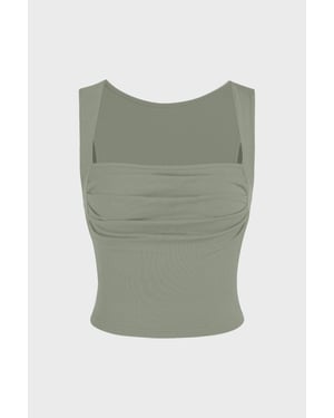 Gerimpelde Blouse met Vierkante Hals