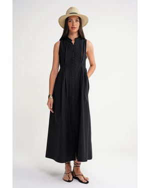 Geknoopte Tippet Kraag Maxi Jurk