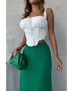 Hoge Taille Geribbelde Gebreide Maxi Rok
