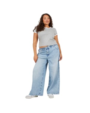 Brave Soul Dames/Dames Ringer Crew Hals Plus T-shirt (Grijs/Wit)