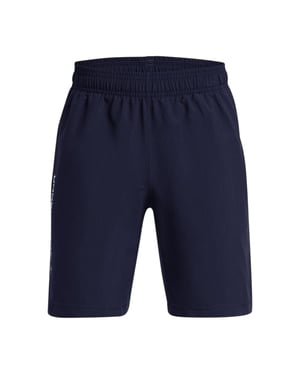 Under Armour Tekniska vävda shorts för pojkar med logotyp (Akademi Blå)