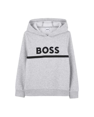 Boss Hoodie met contrasterende strepen voor kinderen (Grijs)