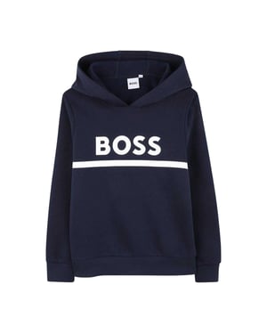 Boss Hoodie met contrasterende strepen voor kinderen (Marine)