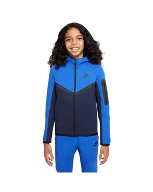 Nike Technische fleece-hoodie met doorlopende rits voor kinderen (Obsidiaanblauw/Koningsblauw)