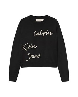 Calvin Klein Sweater met lange mouwen en logo voor kinderen/kids (Zwart)