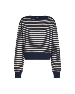 Tommy Hilfiger Dames/Dames Gestreept Boothals Regular Sweatshirt (Zwart, Wit)