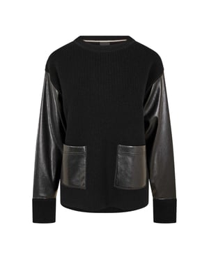 Boss Fanalian-sweatshirt van kunstleer voor dames (Zwart)