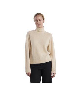 Pieces Dames-sweater met col en raglanmouwen (Witkap grijs)