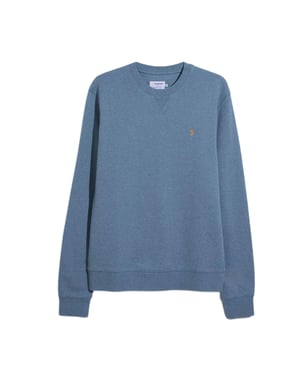 Farah Heren-sweatshirt met ronde hals van biologisch katoen (Blauwe vloed)
