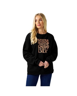 Biba Dames-sweatshirt met grafische print en relaxte pasvorm (Zwart)